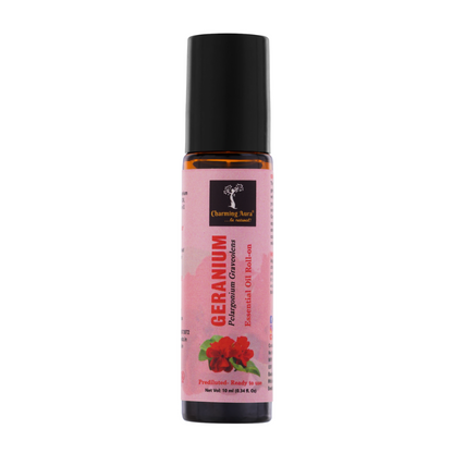 Geranium Essential Oil | Roll-On | Prediluted ready to use | for Pain relief, Stress relief, Skin Care | 10ml