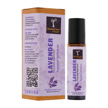 Lavender Essential Oil | Roll-On | Prediluted ready to use | Skin Care | Combats Negative Emotions | Stress Relief | Sound Sleep | 10ml |