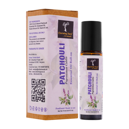 Patchouli Essential Oil | Roll-On | Prediluted ready to use | for Stress relief, Skin Care, Meditation, Yoga, Easy Breathing | 10ml |