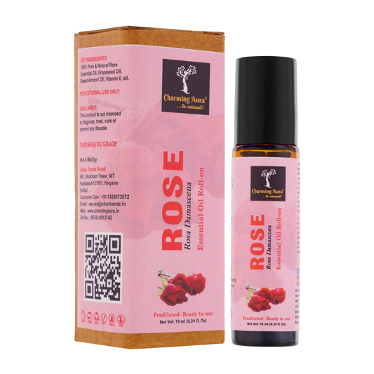 Rose Essential Oil | Roll-On | Prediluted ready to use | for Stress relief, Skin Care, Meditation, Yoga, Reiki healing, Mood Freshener | 10ml |