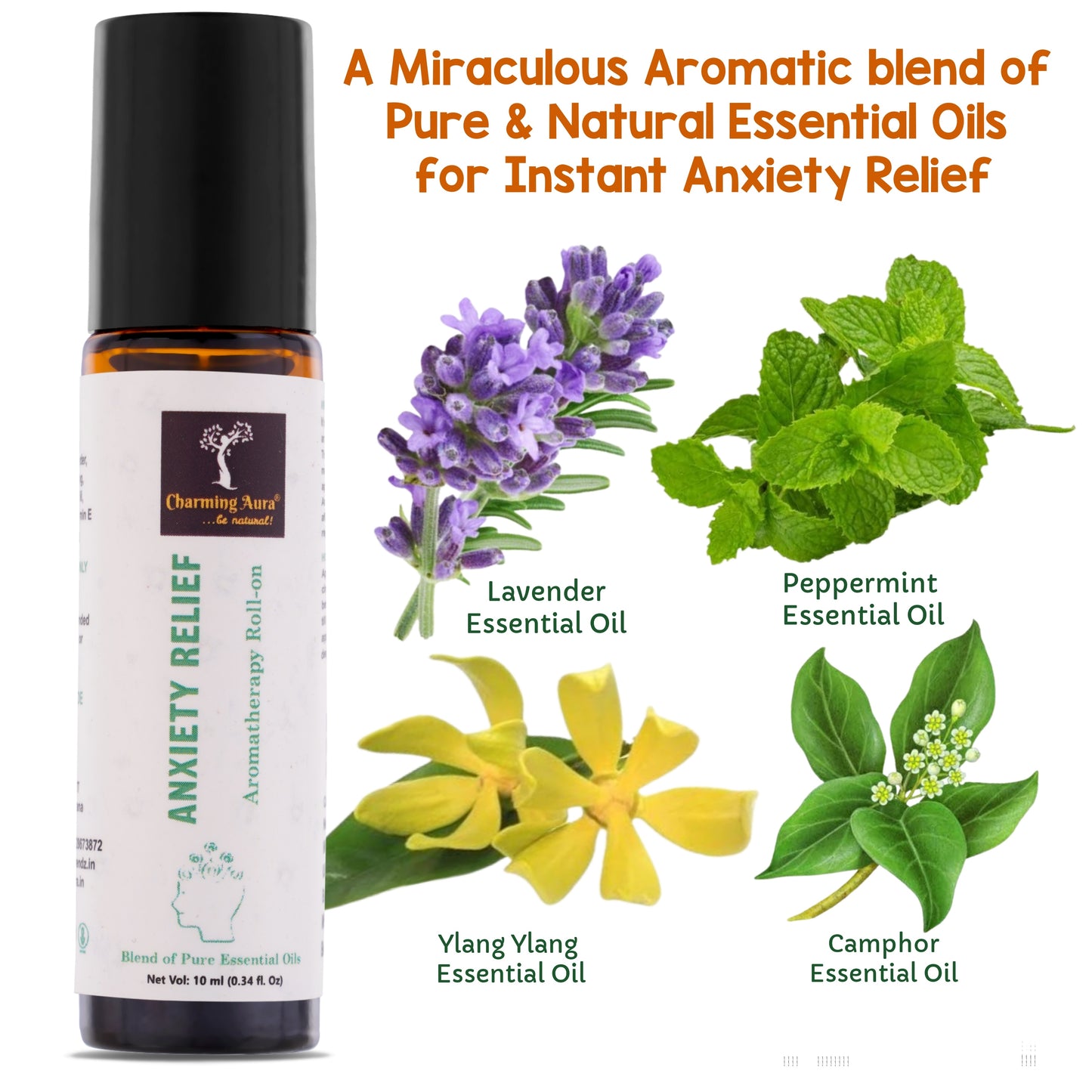 Anxiety Relief Essential Oils Blend | Roll-on | Relieving Anxiety and Promoting Relaxation | Sound Sleep | Crafted by Professional Aromatherapists