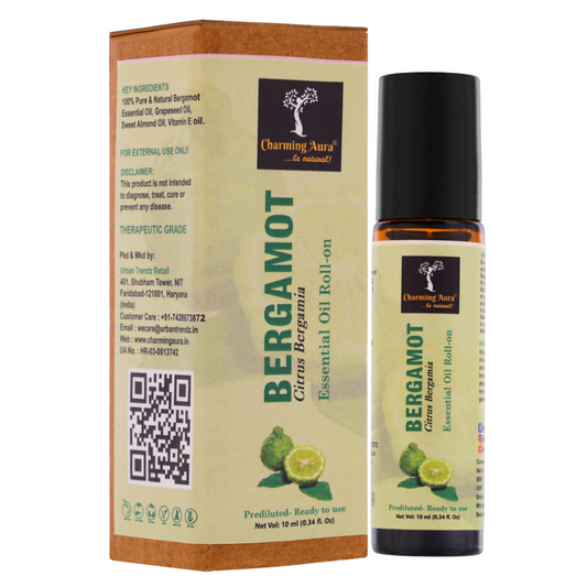 Bergamot Essential Oil | Roll-On | Prediluted ready to use | Combats Negative Emotions | Relieves from Cold & Flu | 10ml |