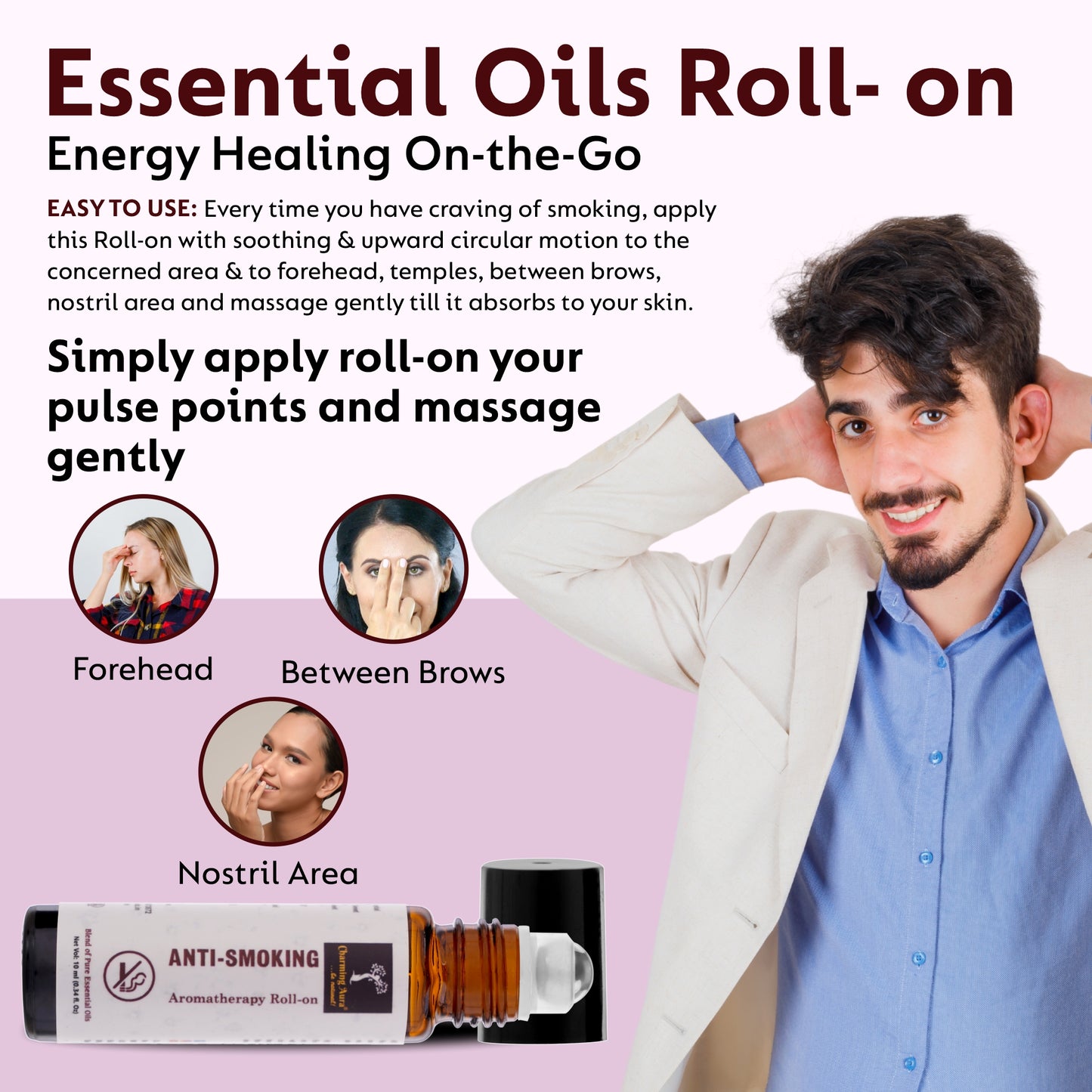 Anti Smoking Essential Oil Blend | Cuts down the craving of smoking Cigarettes or Tobacco | Helps to quit smoking | 100% Pure & Natural Essential Oils | Roll-on |