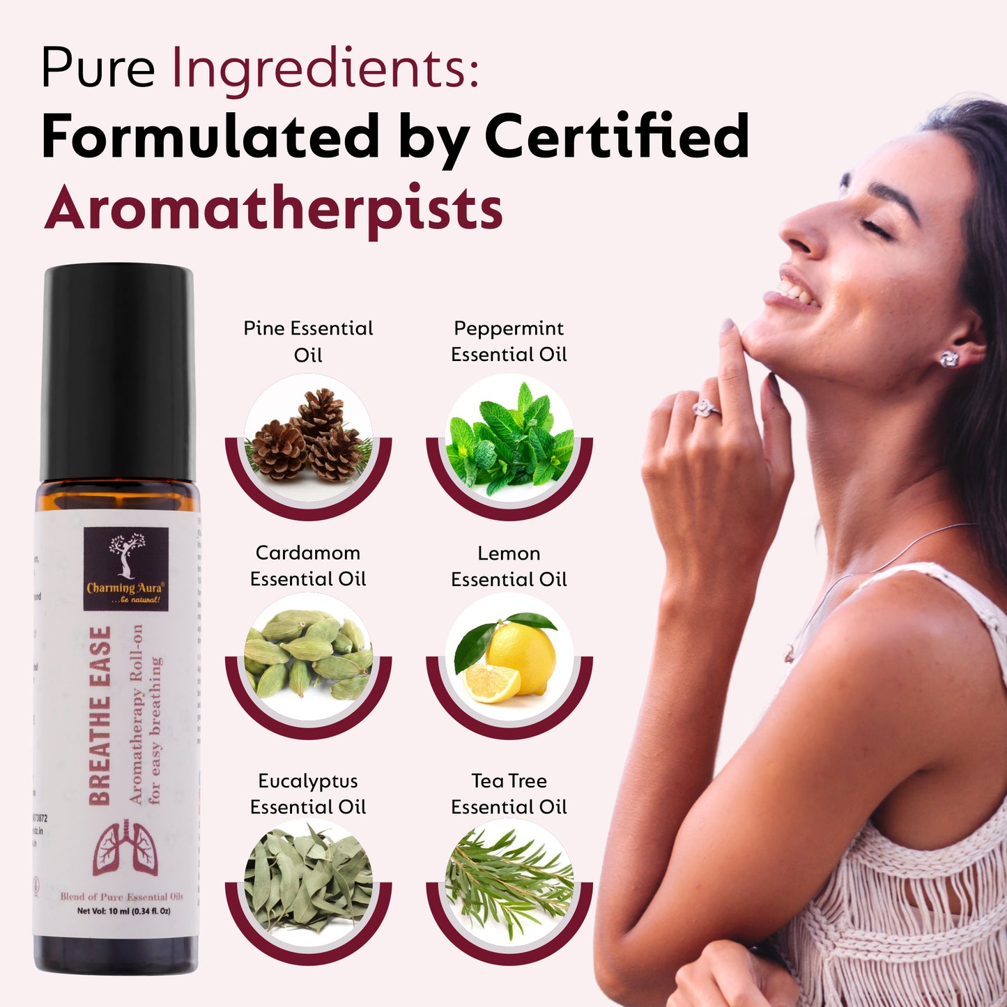 Breathe Ease Roll-on | Blend of Pure Essential Oils | Eucalyptus, Peppermint, Cardamom | Relief for Breathing Difficulties