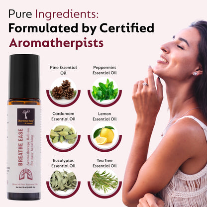 Breathe Ease Roll-on | Blend of Pure Essential Oils | Eucalyptus, Peppermint, Cardamom | Relief for Breathing Difficulties