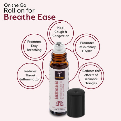 Breathe Ease Roll-on | Blend of Pure Essential Oils | Eucalyptus, Peppermint, Cardamom | Relief for Breathing Difficulties