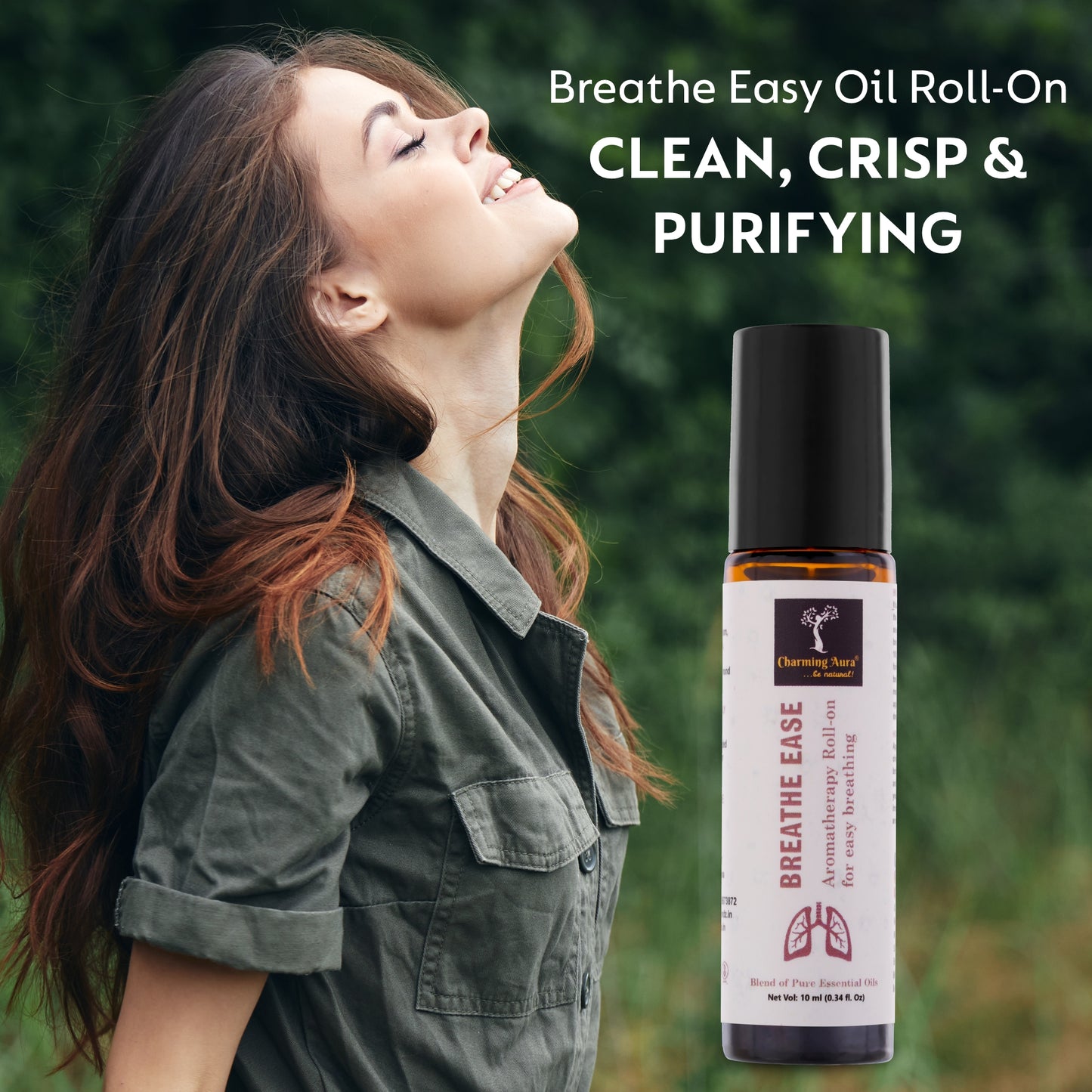 Breathe Ease Roll-on | Blend of Pure Essential Oils | Eucalyptus, Peppermint, Cardamom | Relief for Breathing Difficulties