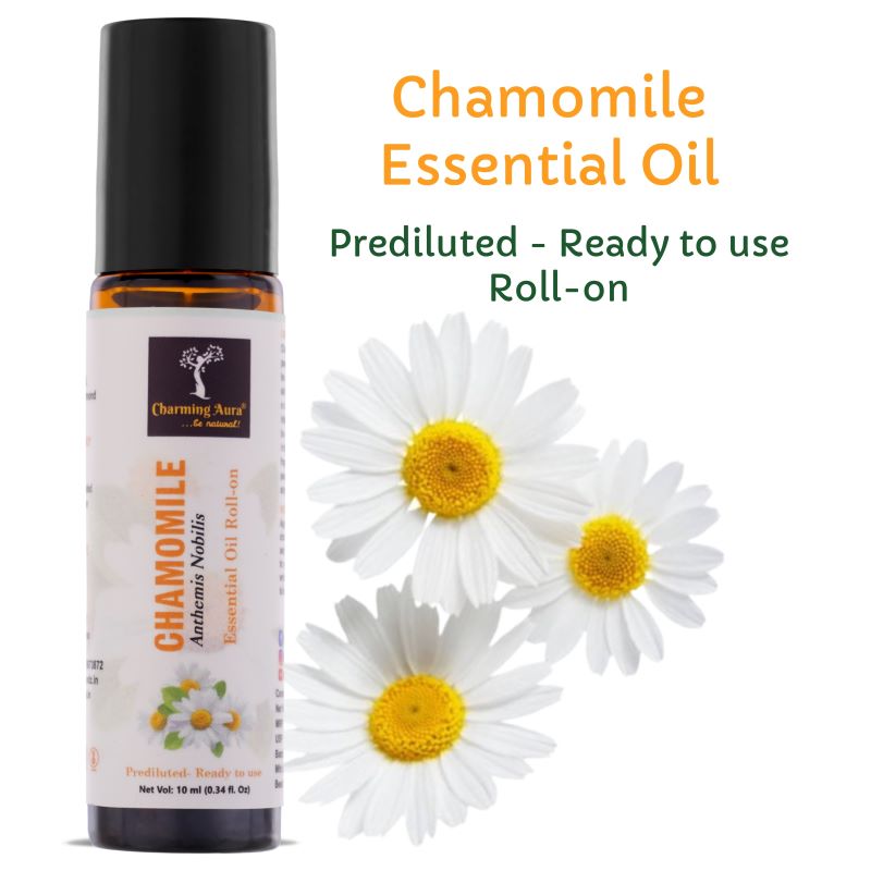 Chamomile Essential Oil | Roll-On | Prediluted ready to use | for Skin Care, relieve stress, Sleep help, Meditation, Concentration, respiratory problems | 10ml