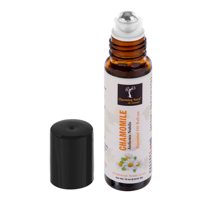 Chamomile Essential Oil | Roll-On | Prediluted ready to use | for Skin Care, relieve stress, Sleep help, Meditation, Concentration, respiratory problems | 10ml