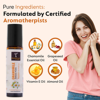Chamomile Essential Oil | Roll-On | Prediluted ready to use | for Skin Care, relieve stress, Sleep help, Meditation, Concentration, respiratory problems | 10ml
