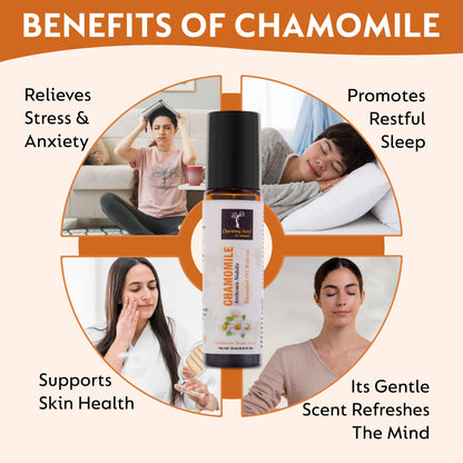 Chamomile Essential Oil | Roll-On | Prediluted ready to use | for Skin Care, relieve stress, Sleep help, Meditation, Concentration, respiratory problems | 10ml