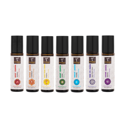 Combo Set of 7 Chakra Healing & Balancing Aromatherapy Roll-on- Blends of Pure & Natural Essential Oils - Gift Set for Chakra Healing, Meditation, Reiki, Yoga & Aromatherapy