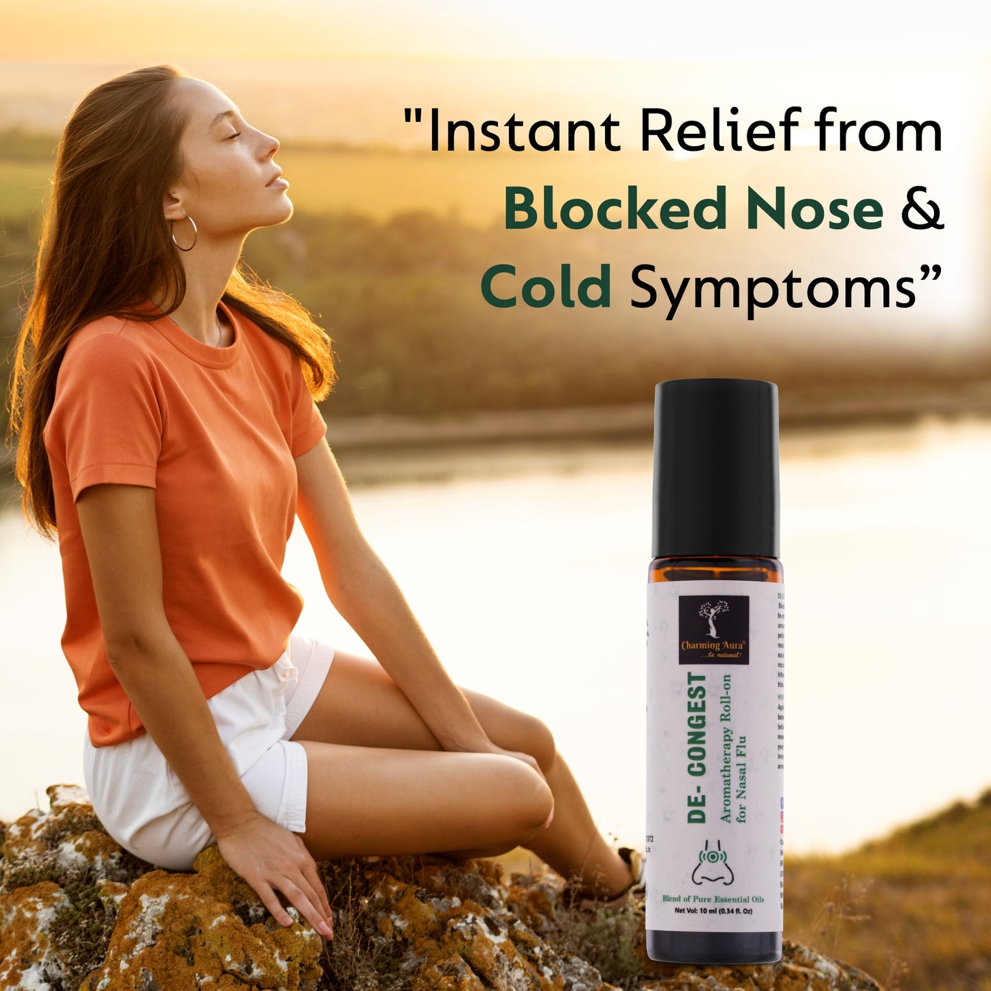 De- Congest Aromatherapy Roll-on | Blend of pure and natural essential oils | Clears Blocked Nose | Relieves from Cold | Easy to Use | 10 ml