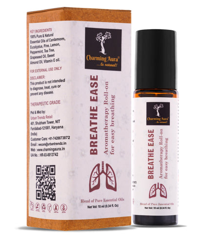 Breathe Ease Roll-on | Blend of Pure Essential Oils | Eucalyptus, Peppermint, Cardamom | Relief for Breathing Difficulties