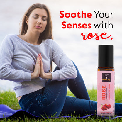 Rose Essential Oil | Roll-On | Prediluted ready to use | for Stress relief, Skin Care, Meditation, Yoga, Reiki healing, Mood Freshener | 10ml |