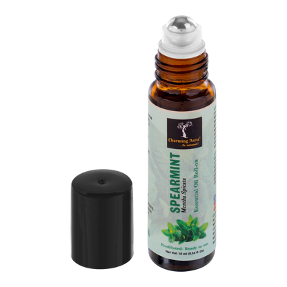 Spearmint Essential Oil | Roll-On | Prediluted ready to use | for Stress relief, Skin Care, Meditation, Yoga, Mood Freshener, Sleep Help | 10ml