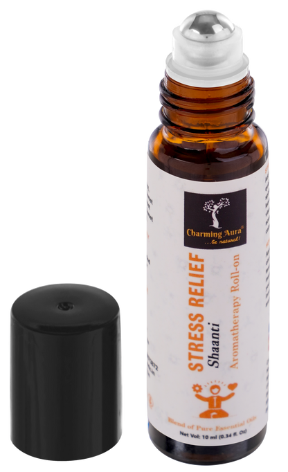 Stress Relief Essential Oil Roll-on | Blend of pure & natural Essential Oils | Relieves Stress & Creates sense of relaxation | 10ml | Crafted by certified Aromatherapists