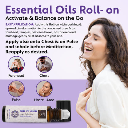 Third Eye Chakra (Aagya Chakra-Ajna) Roll-on Therapy Oil- Blend of Pure & Natural Essential Oils, Foster Mindfulness & Intuitions- 10ml