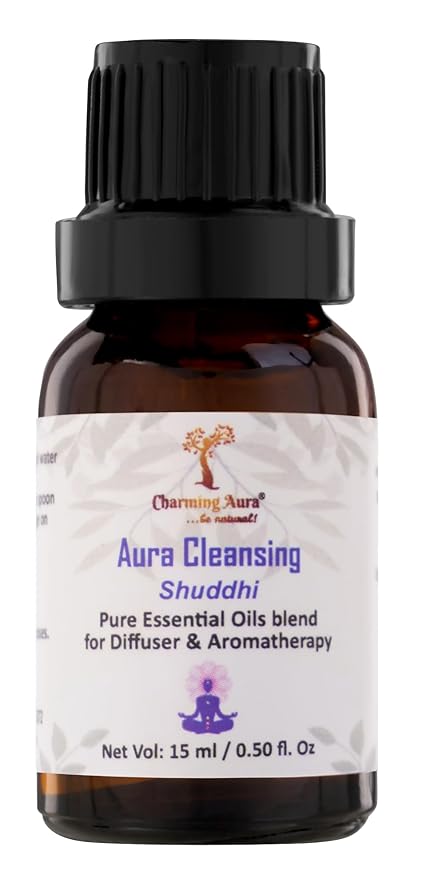 Aura Cleansing Essential Oil Blend by Charming Aura | Helps to remove negativity & spread positive, energetic vibe to clean your Aura | Crafted by certified Aromatherapists | 15ml