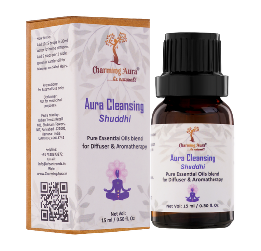 Aura Cleansing Essential Oil Blend by Charming Aura | Helps to remove negativity & spread positive, energetic vibe to clean your Aura | Crafted by certified Aromatherapists | 15ml