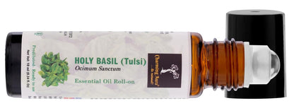 Holy Basil (Tulsi) Essential Oil | Roll-On | Prediluted ready to use | Pure & Natural Therapeutic Grade | Pain Relief | Relieves from Cold & Flu | 10ml |