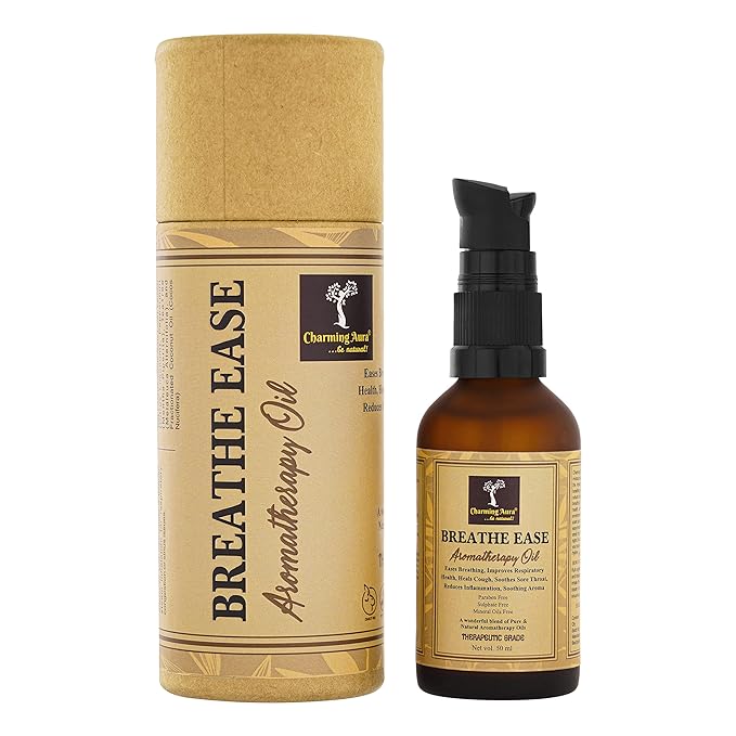 Breathe Ease Aromatherapy Massage Oil- Easy Breathing, Soothes Sore Throat, Improves Respiratory Health, Fights Bacteria & Germs, Reduces Inflammation - 50ml