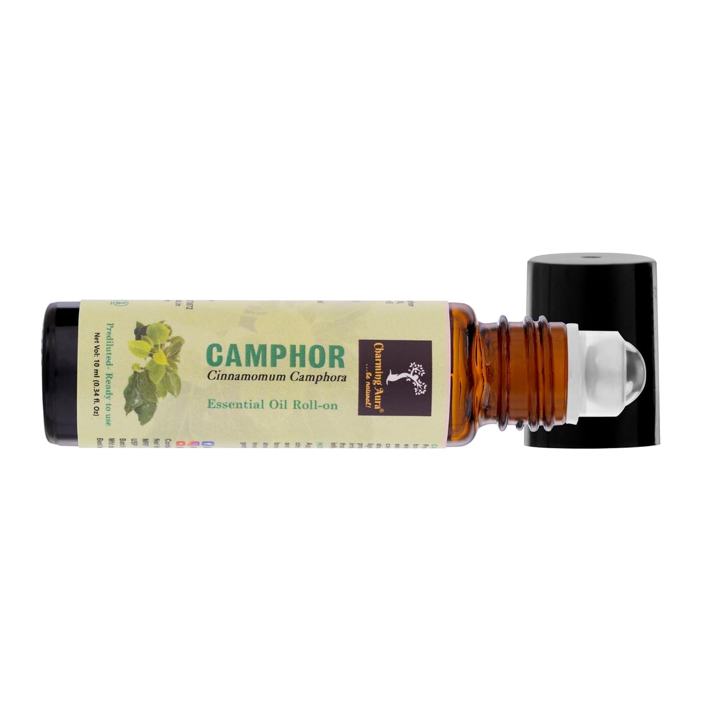 Camphor Essential Oil | Roll-On | Prediluted ready to use | Pure & Natural Therapeutic Grade | Pain Relief | Relieves from Cold & Flu | Yoga | Puja Rituals |10ml |