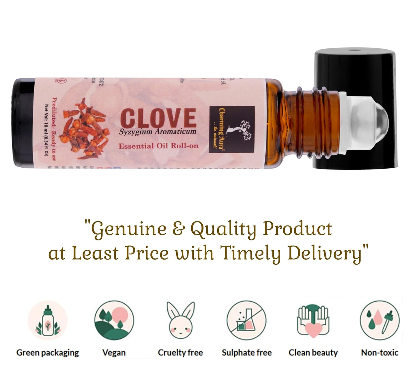 Clove Bud Essential Oil | Roll-On | for Pain Relief, Easy breathing, Stress Relief | Pure & Natural Therapeutic Grade | Prediluted Ready to use |10ml |