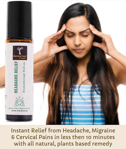 Headache Relief Aromatherapy Roll-on | Natural Remedy for Headache & Migraine | Blend of Pure Essential Oils | Eucalyptus, Peppermint, Ajwain | Easy to Apply | Travel Friendly |