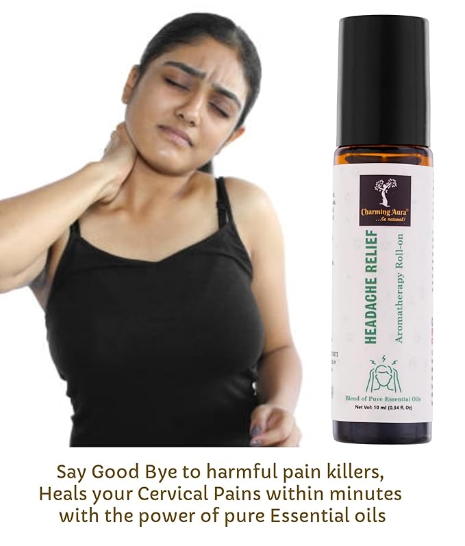 Headache Relief Aromatherapy Roll-on | Natural Remedy for Headache & Migraine | Blend of Pure Essential Oils | Eucalyptus, Peppermint, Ajwain | Easy to Apply | Travel Friendly |