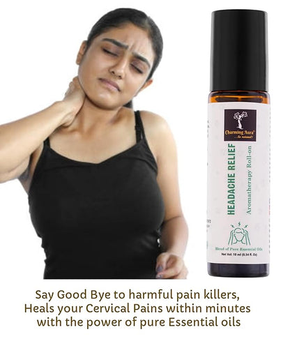 Headache Relief Aromatherapy Roll-on | Natural Remedy for Headache & Migraine | Blend of Pure Essential Oils | Eucalyptus, Peppermint, Ajwain | Easy to Apply | Travel Friendly |