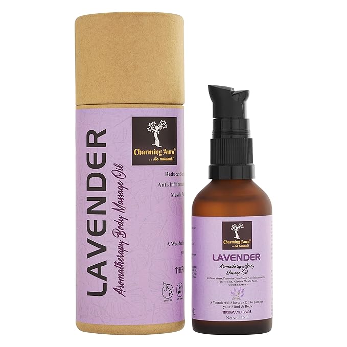 Lavender Aromatherapy Body Massage Oil- Moisturizing, Calming, Relaxing, Promotes well being, Balancing to mind & Body, Promotes good sleep - 50ml