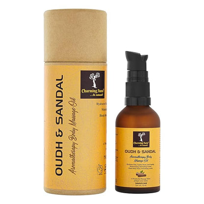 Sandalwood & Oudh Aromatherapy Massage Oil, Makes Skin softer, Anti-Ageing, Reduces Stress & Anxiety- Formulated with Sandalwood Essential Oil, Oudh Essential Oil -50ml