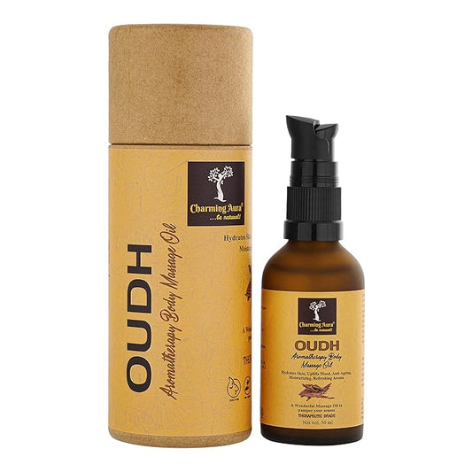 Oudh Massage Oil to Pamper your mind & Body, Makes Skin softer, Anti-Ageing, Reduces Stress & Anxiety- Aromatherapy formulated with Oudh Essential Oil, Almond Oil, Joboba Oil, Vitamin E - 50ml