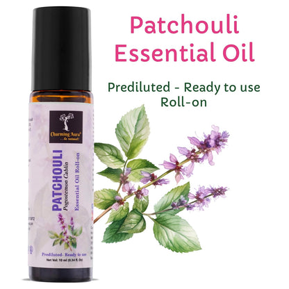 Patchouli Essential Oil | Roll-On | Prediluted ready to use | for Stress relief, Skin Care, Meditation, Yoga, Easy Breathing | 10ml |