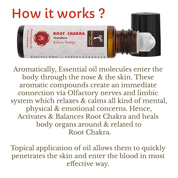 Root Chakra (Muladhara) Roll-on Therapy Oil | 10ml | Blend of pure & natural essential oils | Feel Grounded, Secure & Safe | Natural & Safe |