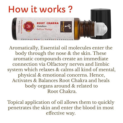 Root Chakra (Muladhara) Roll-on Therapy Oil | 10ml | Blend of pure & natural essential oils | Feel Grounded, Secure & Safe | Natural & Safe |