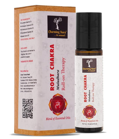 Root Chakra (Muladhara) Roll-on Therapy Oil | 10ml | Blend of pure & natural essential oils | Feel Grounded, Secure & Safe | Natural & Safe |