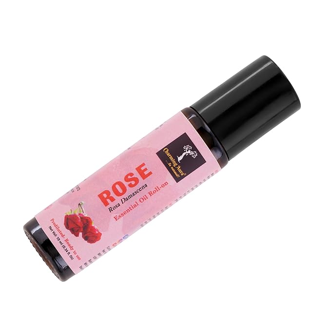 Rose Essential Oil | Roll-On | Prediluted ready to use | for Stress relief, Skin Care, Meditation, Yoga, Reiki healing, Mood Freshener | 10ml |