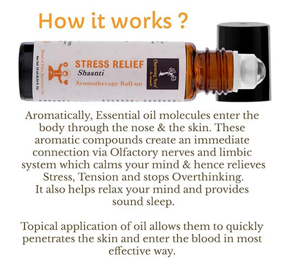 Stress Relief Essential Oil Roll-on | Blend of pure & natural Essential Oils | Relieves Stress & Creates sense of relaxation | 10ml | Crafted by certified Aromatherapists