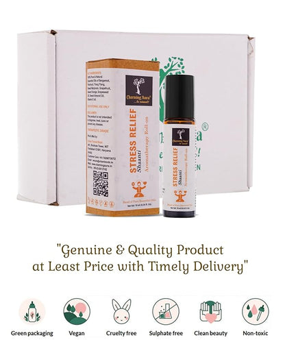 Stress Relief Essential Oil Roll-on | Blend of pure & natural Essential Oils | Relieves Stress & Creates sense of relaxation | 10ml | Crafted by certified Aromatherapists