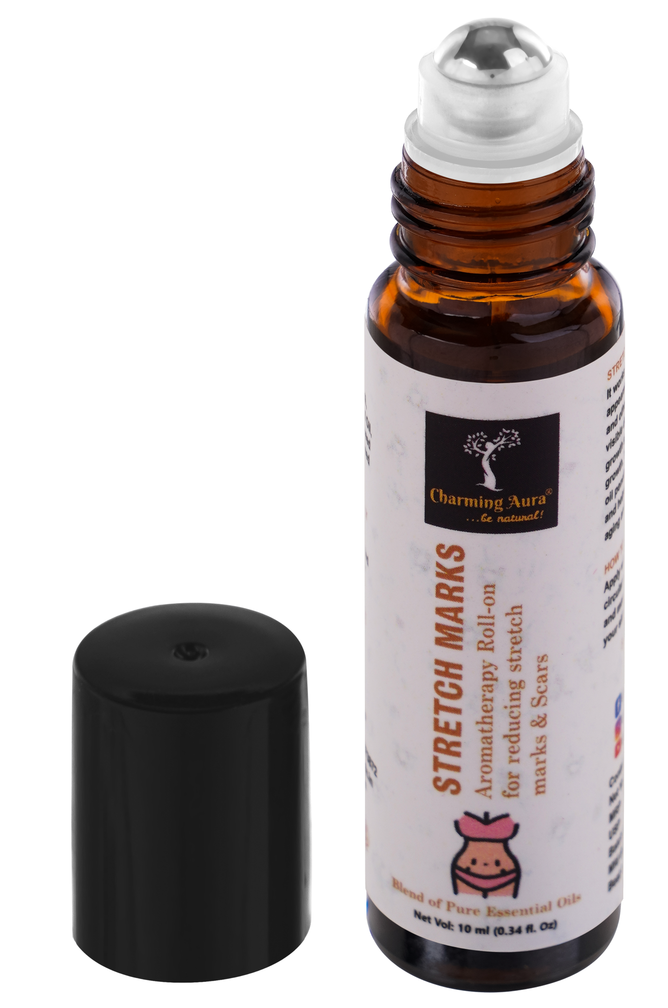 Stretch Marks Oil | Roll-on | Blend of pure essential oils, helps to reduce appearance of stretch Marks due to pregnancy, sports, weight fluctuation, Wrinkles |