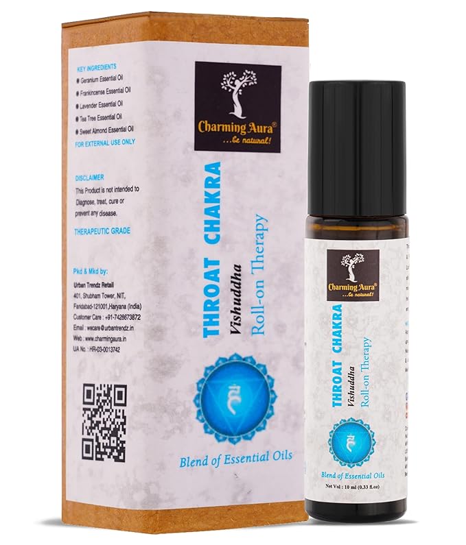 Throat Chakra (Vishuddha) Roll-on Therapy Oil- Blend of Pure & Natural Essential Oils, Express your Authentic Voice- 10ml